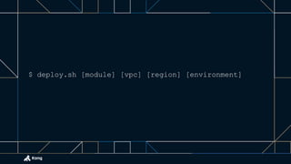 $ deploy.sh [module] [vpc] [region] [environment]
 