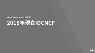 2018年現在のCNCF
What’s new about CNCF?
24
 
