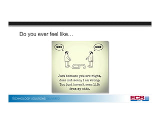 TECHNOLOGY SOLUTIONS DELIVERED
Do you ever feel like…
 