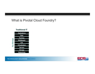 TECHNOLOGY SOLUTIONS DELIVERED
What is Pivotal Cloud Foundry?
 
