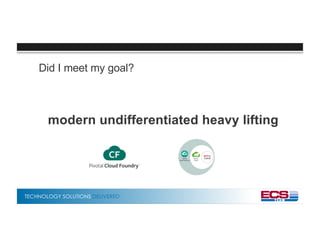 TECHNOLOGY SOLUTIONS DELIVERED
Did I meet my goal?
modern undifferentiated heavy lifting
 