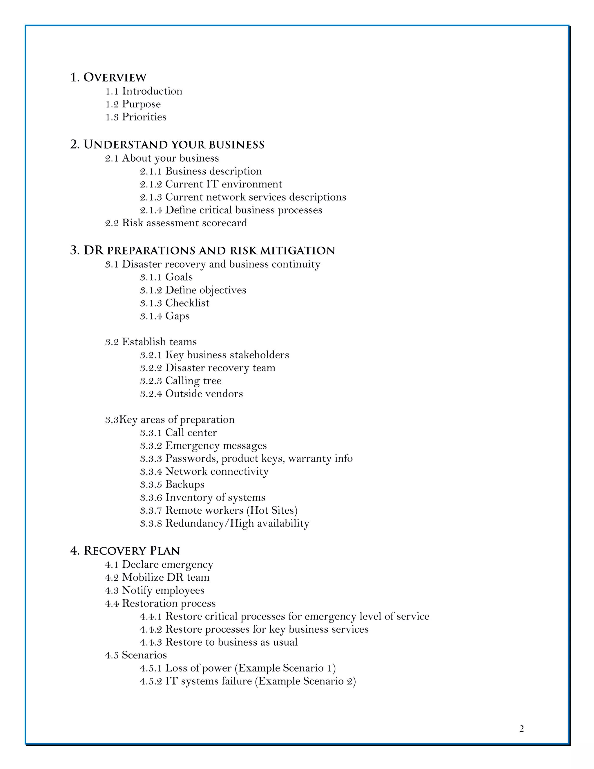Cloudnition dr plan template fillable form | PDF