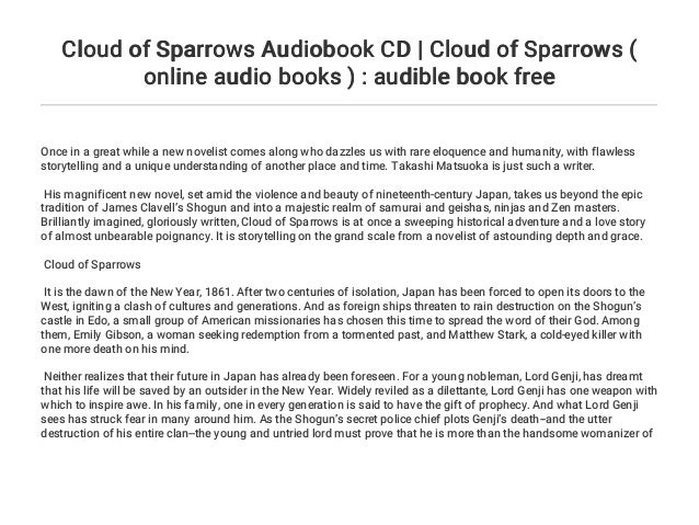 Cloud Of Sparrows Audiobook Cd Cloud Of Sparrows Online Audio Boo