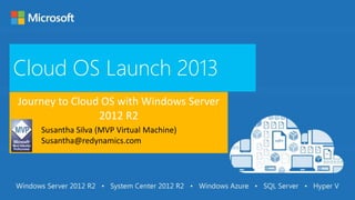 Cloud OS Launch 2013
Journey to Cloud OS with Windows Server
2012 R2
Susantha Silva (MVP Virtual Machine)
Susantha@redynamics.com
 