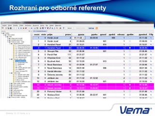 Stránka 12, © Vema, a. s.
Rozhraní pro odborné referenty
 