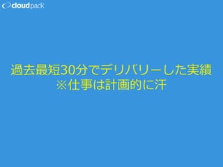 過去最短30分でデリバリーした実績
※仕事は計画的に汗
 