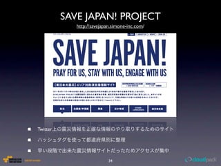 SAVE JAPAN! PROJECT
             http://savejapan.simone-inc.com/




Twitter




                            34
 