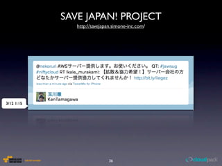 SAVE JAPAN! PROJECT
               http://savejapan.simone-inc.com/




3/12 1:15




                              36
 