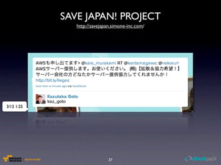 SAVE JAPAN! PROJECT
               http://savejapan.simone-inc.com/




3/12 1:25




                              37
 