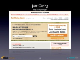 Just Giving
http://justgiving.jp/




         40
 