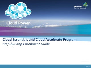 Slide  Cloud Essentials and Cloud Accelerate Program:  Step-by-Step Enrollment Guide 