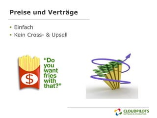 Preise und Verträge

 Einfach
 Kein Cross- & Upsell
 