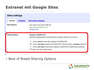 Extranet mit Google Sites




 Best of Breed Sharing Options
 