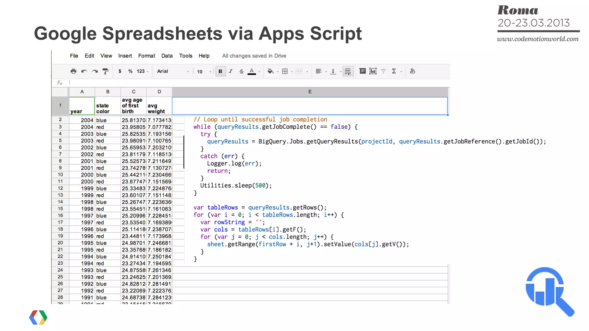 Google Spreadsheets via Apps Script
 