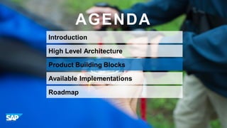 AGENDA
Introduction
High Level Architecture
Product Building Blocks
Available Implementations
Roadmap

© 2013 SAP AG or an SAP affiliate company. All rights reserved.

10

 