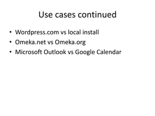 Software-as-a-Service Email Security:
           Risk vs. Trust
 – Bottom Line: Security is a major inhibitor to enterprise use
   of software as a service (SaaS) email. SaaS email is a high-
   trust and high-risk delivery model for the enterprise. It is
   high-trust because the vendor controls the entire service
   and delivery environment. It is high-risk because email
   systems contain sensitive and proprietary content that
   enterprises need to protect. However, some enterprises
   are deploying SaaS email while taking measures to
   mitigate their risk and assess the vendor security posture.
   Armed with this information, enterprises can determine
   their risk and deploy SaaS email that meets their security
   requirements.
        – http://www.gartner.com/technology/reprints.do?id=1-
          1ACHDMJ&ct=120502&st=sb#h-d2e160
 