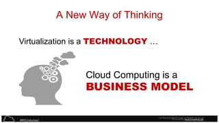 A New Way of Thinking
Virtualization is a TECHNOLOGY …

Cloud Computing is a

BUSINESS MODEL
#RSUnlocked

 
