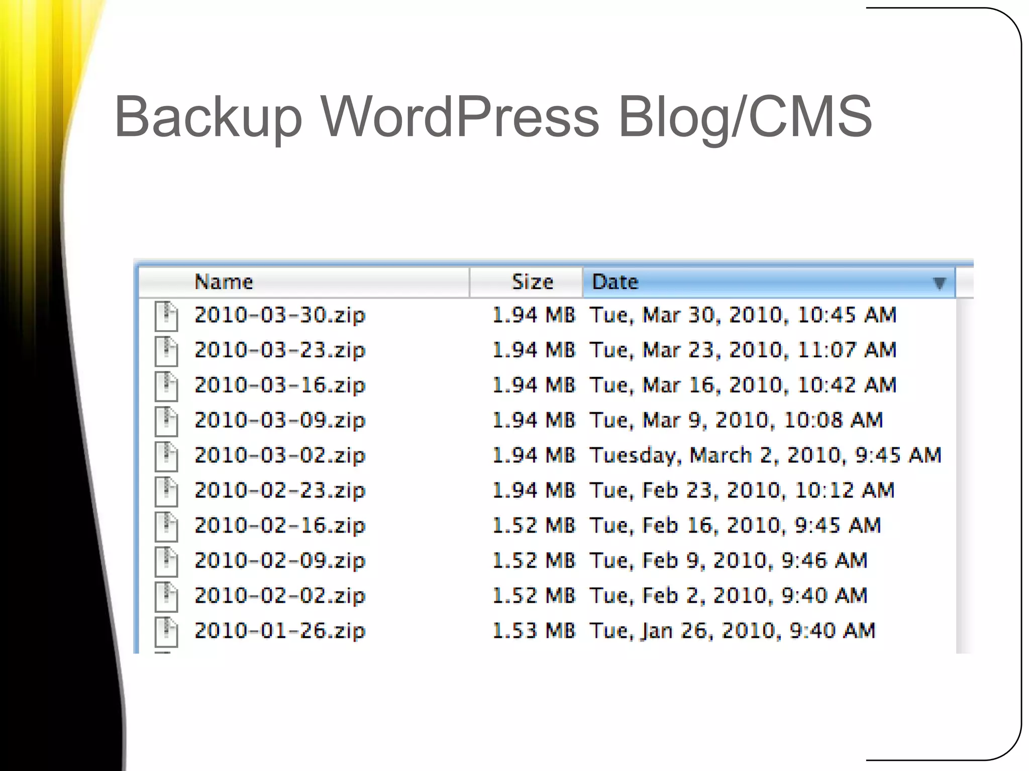 Backup WordPress Blog/CMS