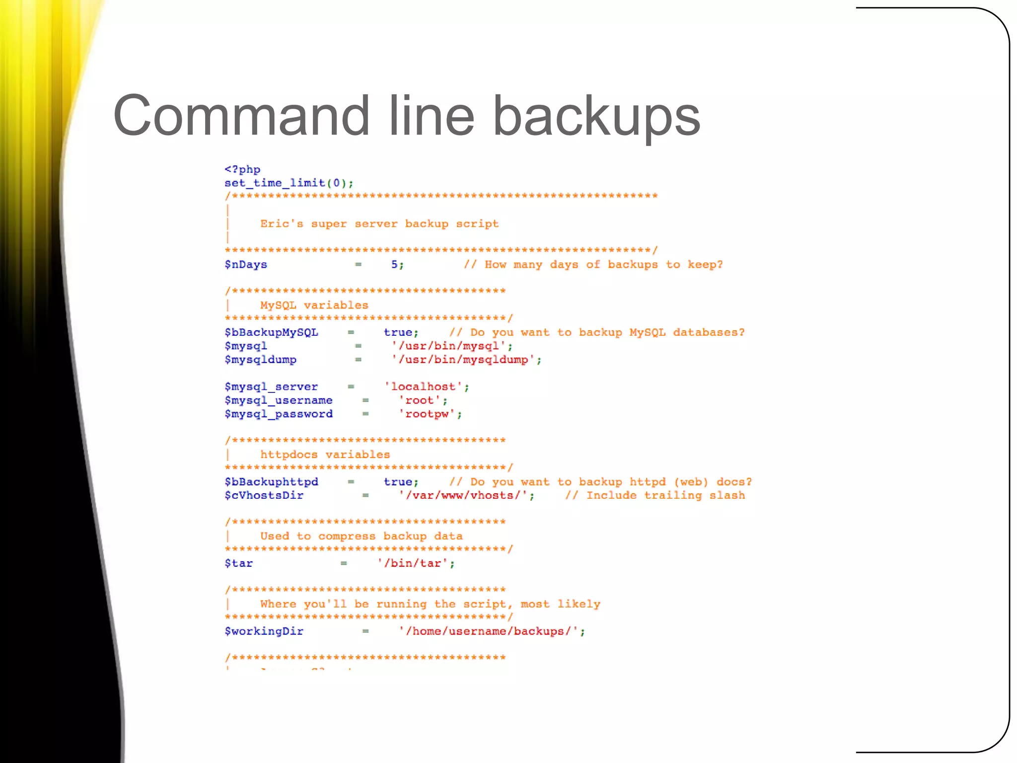 Command line backups