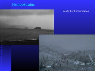 Nimbostratus
steady light precipitation
 