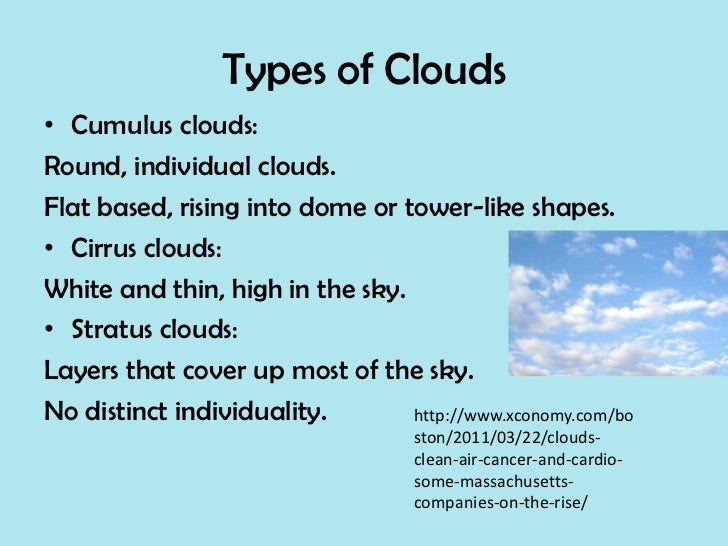 clouds and percipitation powerpoint types of clouds powerpoint
