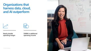 © Microsoft Corporation
Organizations that
harness data, cloud,
and AI outperform
Nearly double
operating margin
$100M in ...