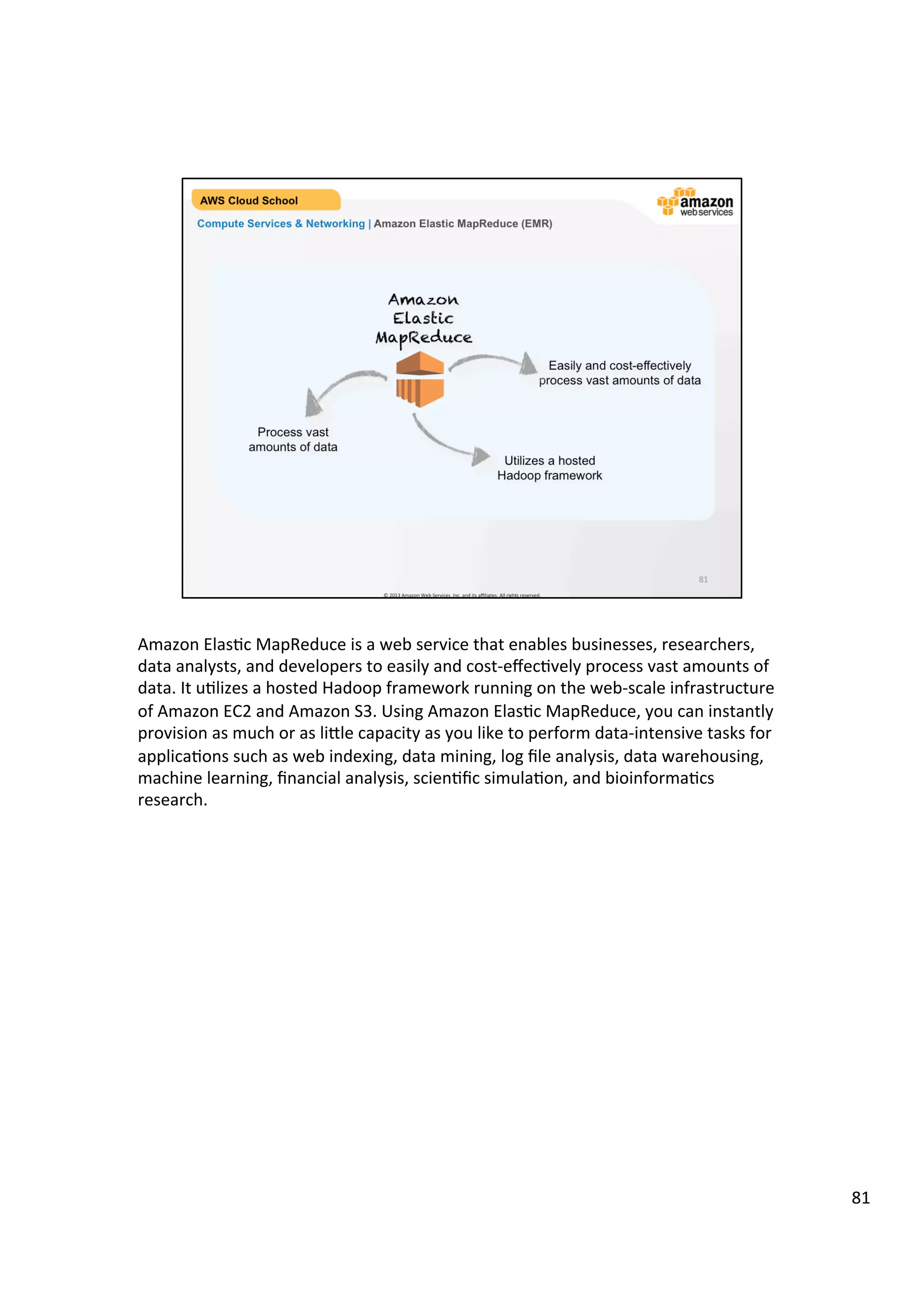 ©	
  2013,	
  2014	
  Amazon	
  Web	
  Services,	
  Inc.	
  and	
  its	
  aﬃliates.	
  All	
  rights	
  reserved.	
  
AWS Cloud School Training and
Certification
Compute Services & Networking | Instances with Intel®
Amazon EC2 Intel Processor Specifications
 