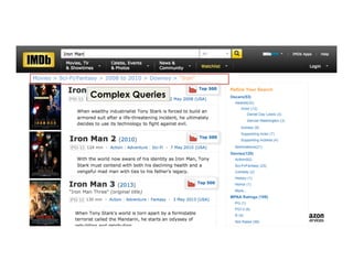 Complex Queries
Movies > Sci-Fi/Fantasy > 2008 to 2010 > Downey > "Iron"
 