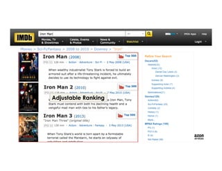 Adjustable Ranking
Movies > Sci-Fi/Fantasy > 2008 to 2010 > Downey > "Iron"
 