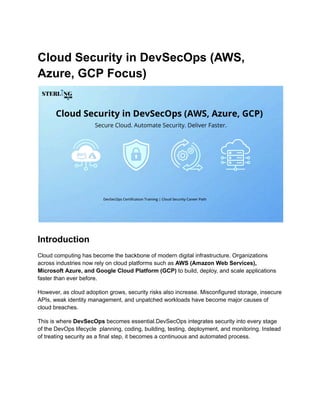 Cloud Security in DevSecOps (AWS, Azure, GCP Focus) | PDF