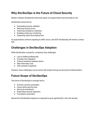 Cloud Security in DevSecOps (AWS, Azure, GCP Focus) | PDF