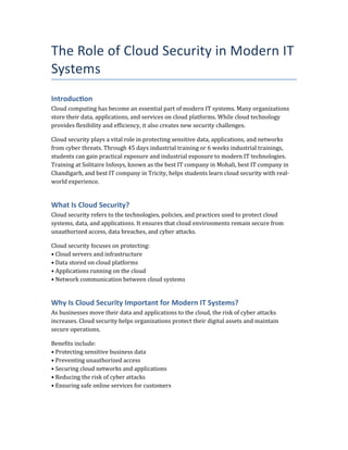 Comprehensive Guide to Cloud Security and Industrial Training for IT ...