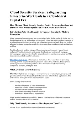 Cloud Security Services: Safeguarding Enterprise Workloads in a Cloud ...