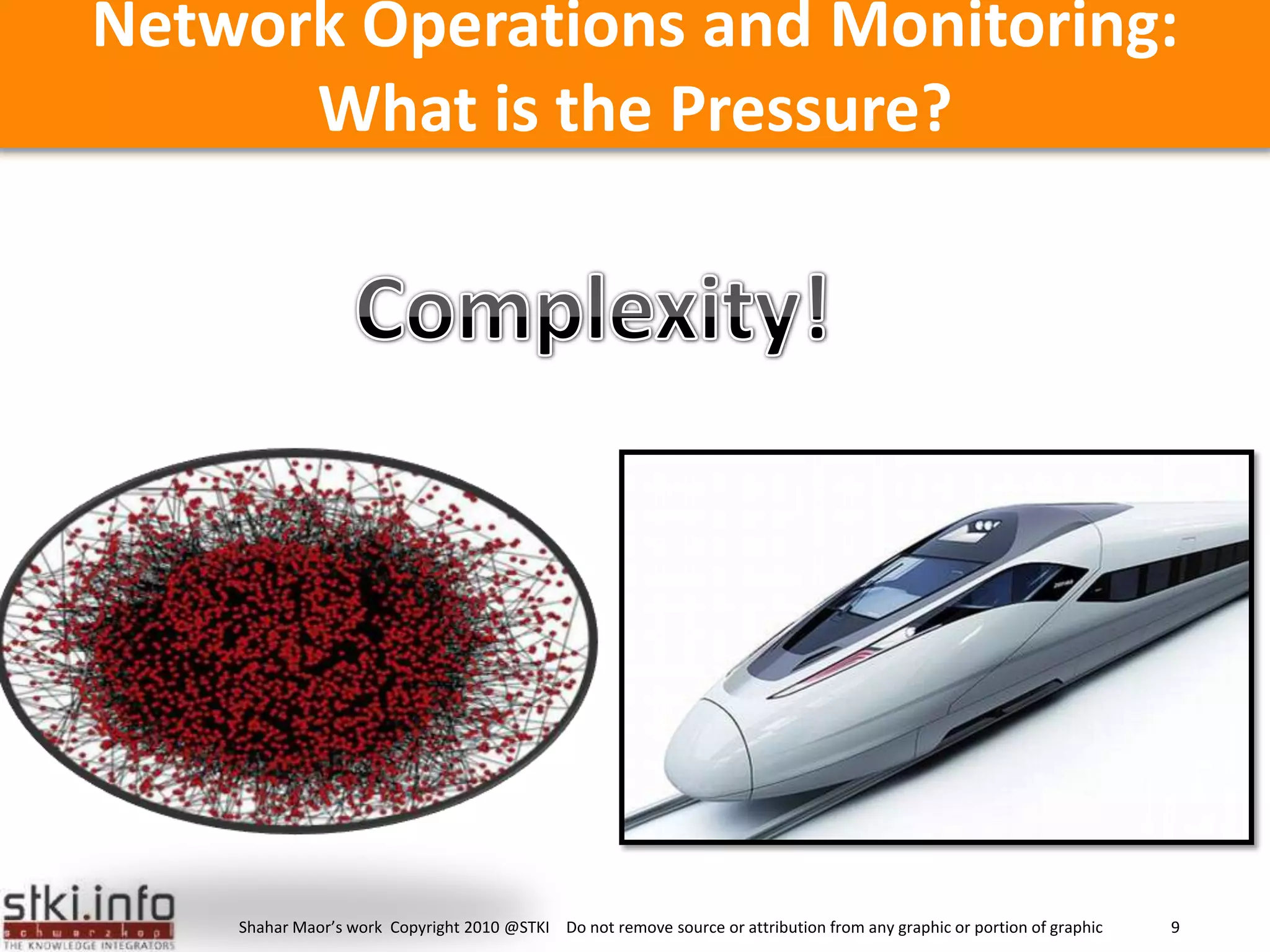 Network Operations and Monitoring: What is the Pressure? Complexity!