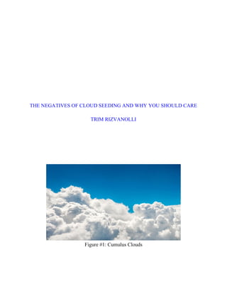 THE NEGATIVES OF CLOUD SEEDING AND WHY YOU SHOULD CARE
TRIM RIZVANOLLI
Figure #1: Cumulus Clouds
 