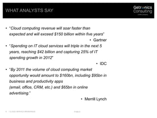 What analysts say<br />“Cloud computing revenue will soar faster than expected and will exceed $150 billion within five ye...