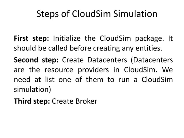 CloudSim : Introduction and Basic Programming Syntax | PPT