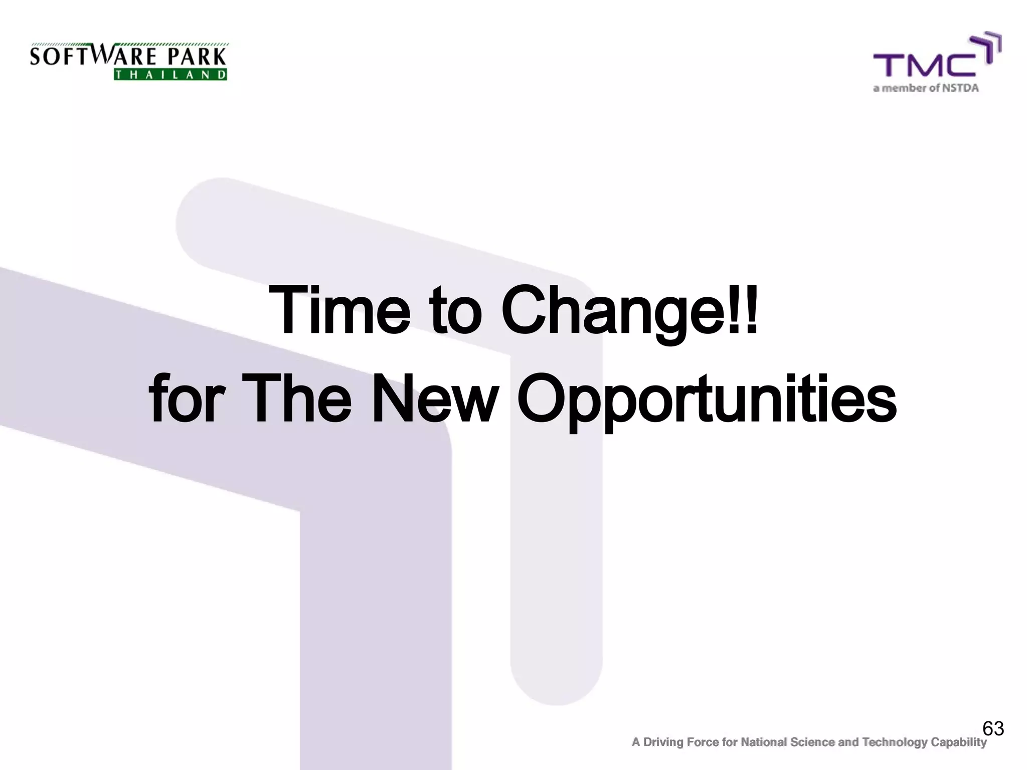 Time to Change!!
for The New Opportunities



                            63
 