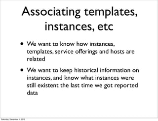 Associating templates,
                          instances, etc
                    • We want to know how instances,
     ...