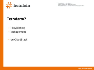 Robert Sander: CloudStack and Terraform | PDF