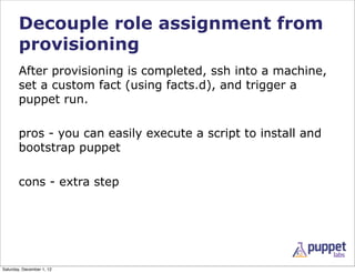 Decouple role assignment from
       provisioning
       After provisioning is completed, ssh into a machine,
       set a...