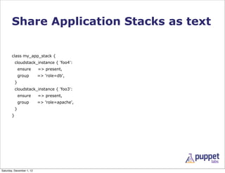 Share Application Stacks as text

       class my_app_stack {
           cloudstack_instance { 'foo4':
               ensu...