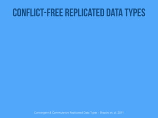Convergent & Commutative Replicated Data Types - Shapiro et. al. 2011
Conflict-Free Replicated Data Types
 