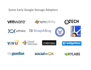 Some Early Google Storage Adopters 
 