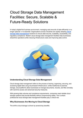 Cloud Storage Data Management Facilities: Secure, Scalable & Future ...