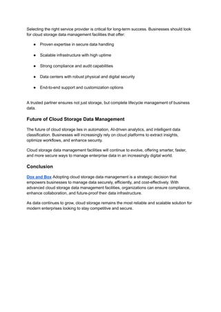 Cloud Storage Data Management Facilities: Secure, Scalable & Future ...