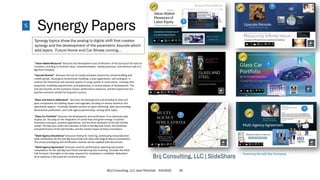 5/6/2025 Brij Consulting, LLC Jean Marshall 20
Brij Consulting, LLC | SlideShare
Synergy Papers
“Value Added Measures” discusses the development and certification of the startup of the hyD Car
Company, including its financial value, componentization, testing processes, and eventual sale to a
Big Auto Company. ​
“Upscale Remote” discusses the use of crystals and glass systems for remote building and
mobile portals, focusing on dimensional modeling, crystal applications, and synergism. It
outlines the theoretical and practical aspects of using crystals in construction, including their
properties, modeling requirements, and applications in various phases of development. The
text also touches on the economic impact, performance measures, and the importance of a
positive economic climate for long-term success.
“Glass and Steel w-Addendum” discusses the development and branding of steel and
glass components for building repairs and upgrades, focusing on various technical and
operational aspects. ​ It includes detailed sections on glass interlining, steel oats branding,
dimensional justification, and multi-agency partnerships, among other topics.
“Glass Car Portfolio” discusses the development and certification of an advanced type
of glass car, focusing on the integration of crystal keys and green energy. It outlines
theoretical concepts, practical applications, and the drive attributes of the hyD Estrella
model. The text also covers the transition of hyD to the Big Auto Portal, the attributes
and performance of the hyD Estrella, and the market impact of these innovations.
“Multi-Agency Simulations” discusses testing for licensing, prototyping and production
book certification for the hyD Big Auto Portal and work with Magi & Marcus associations.
The actual prototyping and certification routines will be supplied with documents.
Synergy topics show the analog to digital shift that creates
synergy and the development of the parametric bounds which
add layers. Future Home and Car Shows coming…
“Multi-Agency Agreement” discusses need for performance reporting and market
compilations for the hyD Big Auto Portal and Morning Star Licensing (includes the Initial
hyD Forward.) Oversight on the steps required for compliance is exhibited. Redundant
error pathway is discussed for corrective action.
5/6/2025
Brij Consulting, LLC Jean Marshall 20
 