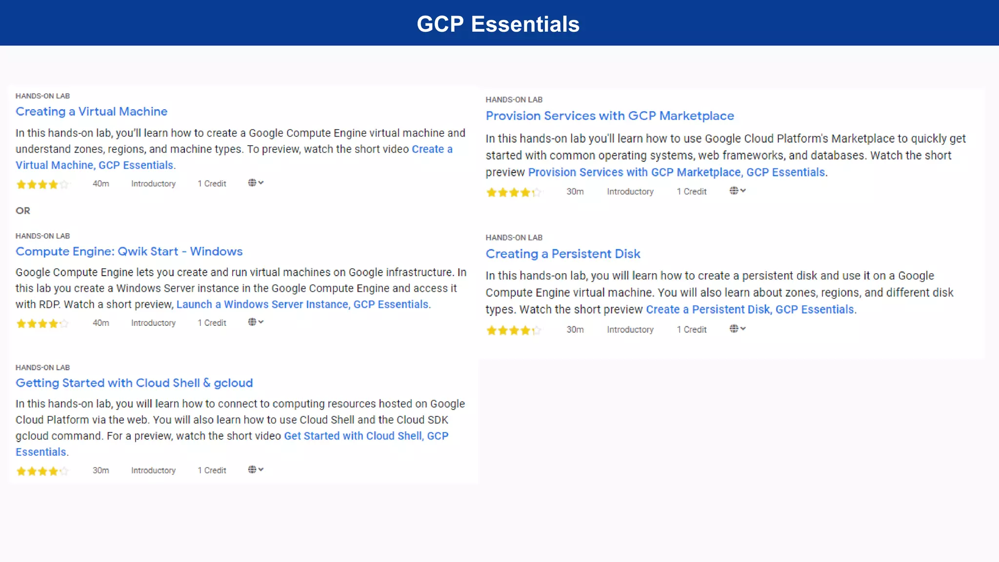 GCP Essentials
 
