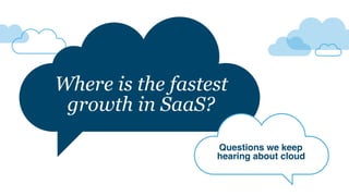 Where is the fastest
growth in SaaS?
Questions we keep 
hearing about cloud
 