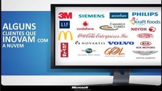 | Copyright© 2010 Microsoft Corporation
ALGUNS
CLIENTES QUE
INOVAM COM
A NUVEM
 